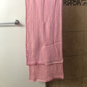 Versace Pink Greek Key Logo Scarf